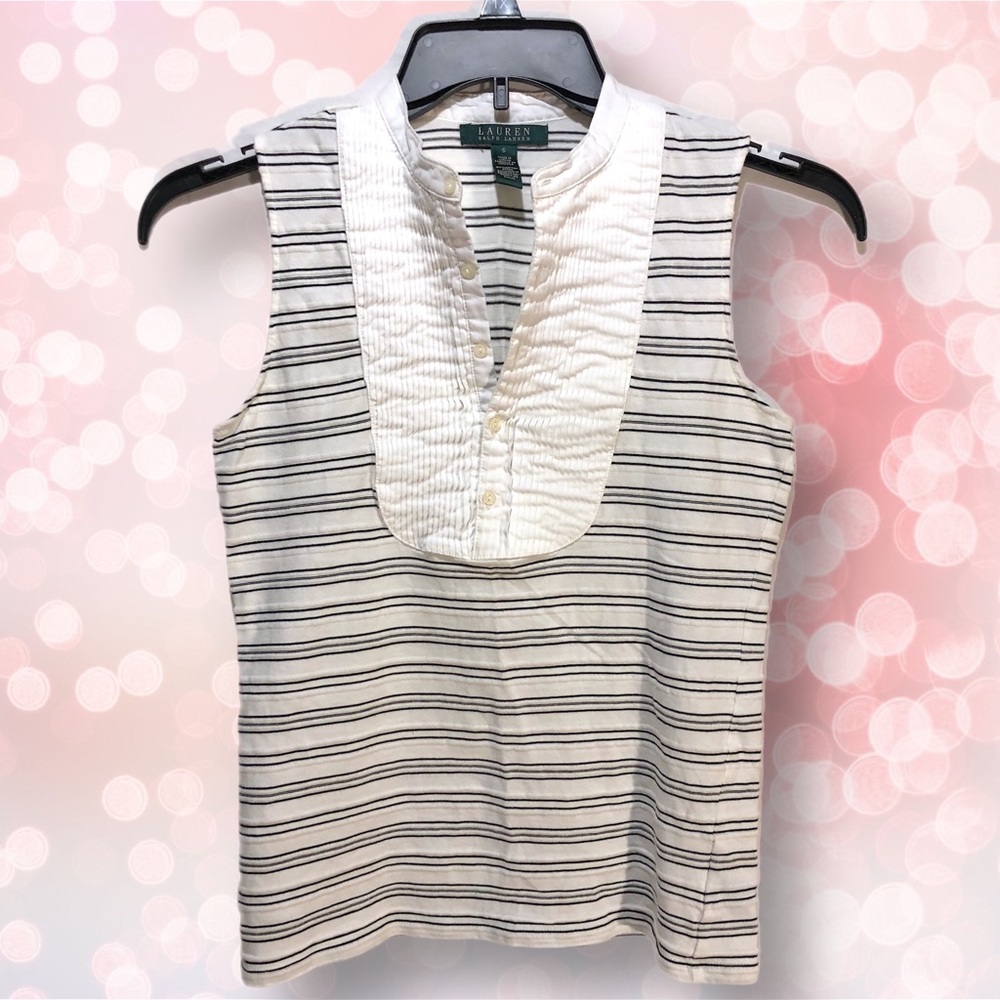 Lauren by Ralph Lauren Striped Pintuck Polo